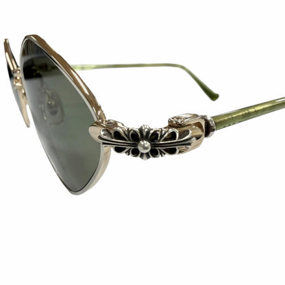 Chrome Hearts Diamond Dog 925 Floral Cross Sunglasses Gold Clear Green 50 — view 7
