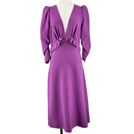 Bottega Veneta Wool Frill Dress Purple 40