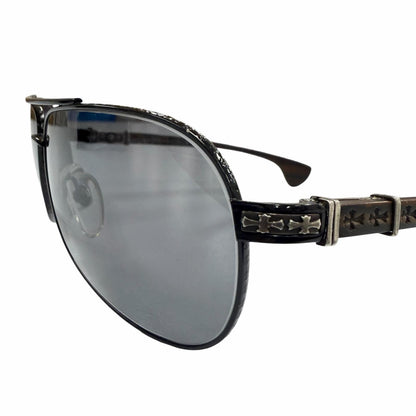 Chrome Hearts the Beasti Wood 925 CH Cross Temple Sunglasses Black Brown