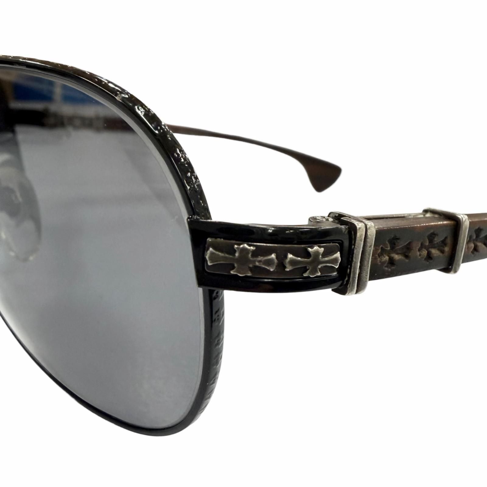 Chrome Hearts the Beasti Wood 925 CH Cross Temple Sunglasses Black Brown — view 7