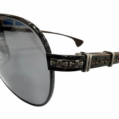 Chrome Hearts the Beasti Wood 925 CH Cross Temple Sunglasses Black Brown — view 7