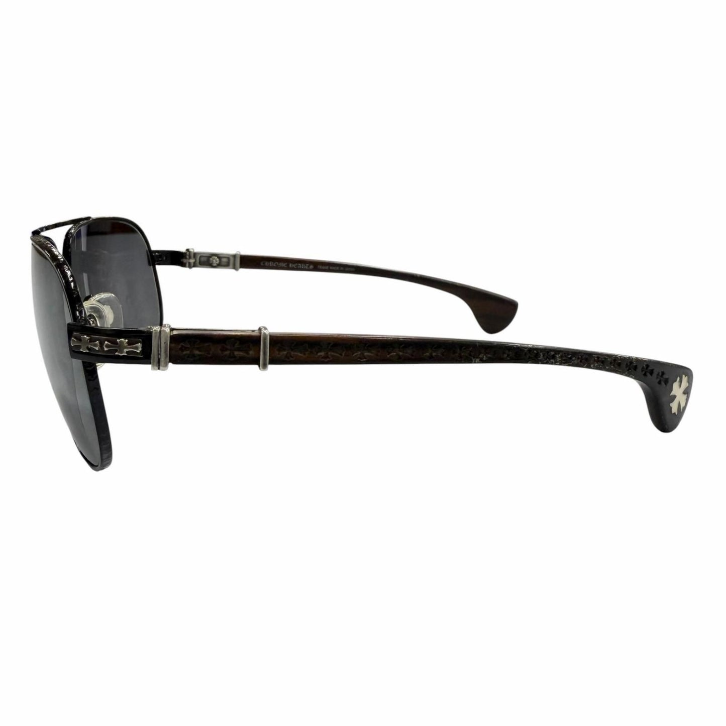 Chrome Hearts the Beasti Wood 925 CH Cross Temple Sunglasses Black Brown — view 4