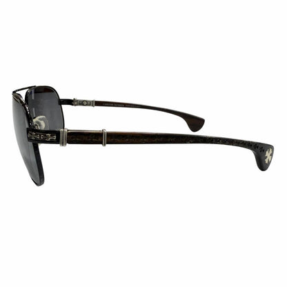 Chrome Hearts the Beasti Wood 925 CH Cross Temple Sunglasses Black Brown — view 4