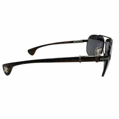 Chrome Hearts the Beasti Wood 925 CH Cross Temple Sunglasses Black Brown — view 5