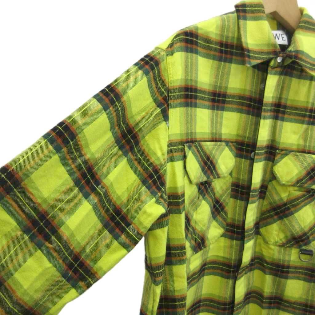 Loewe Check Oversized Shirt Long Sleeve Plaid Zip Up Oversize 44 S Yellow Black — view 6