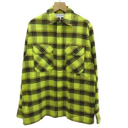 Loewe Check Oversized Shirt Long Sleeve Plaid Zip Up Oversize 44 S Yellow Black