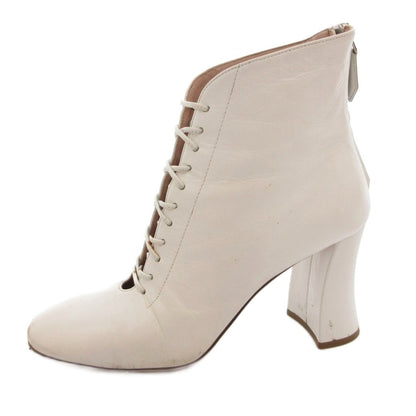 Miu Miu Short Boots Lace Up Chunky Heel Leather White 35 — view 2
