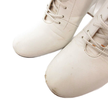 Miu Miu Short Boots Lace Up Chunky Heel Leather White 35 — view 3