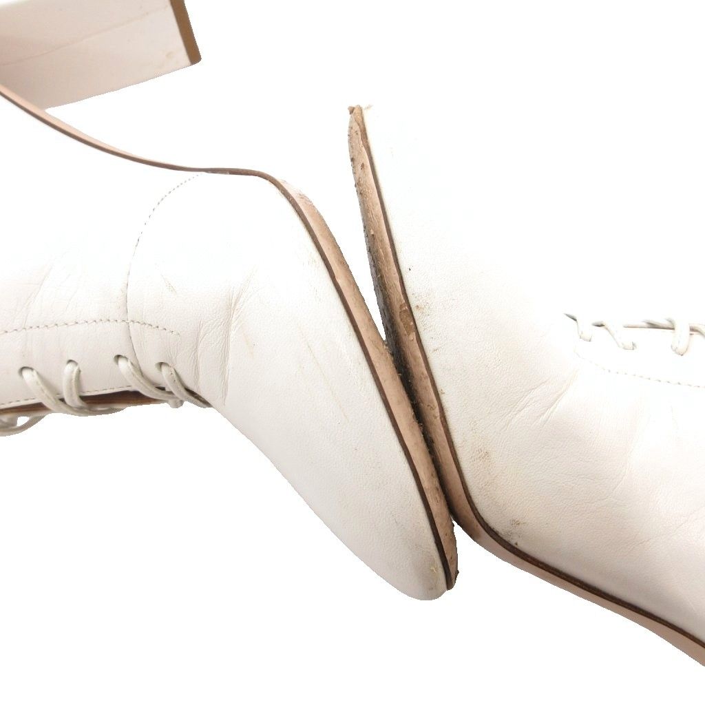 Miu Miu Short Boots Lace Up Chunky Heel Leather White 35 — view 8