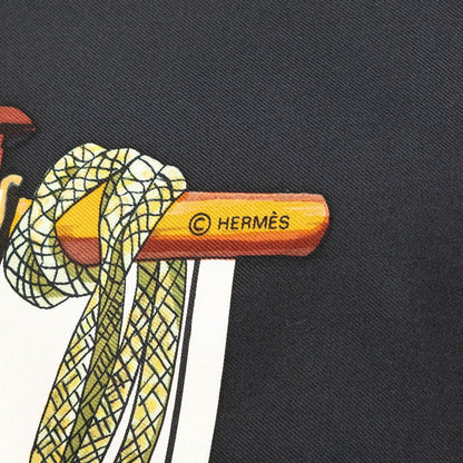 Hermes Carre 90 Pasementerie String Decoration Scarf White Black Silk — view 7