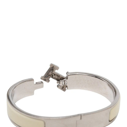 Hermes Clic H PM Bangle Bracelet Ivory Silver Metal Enamel — view 4