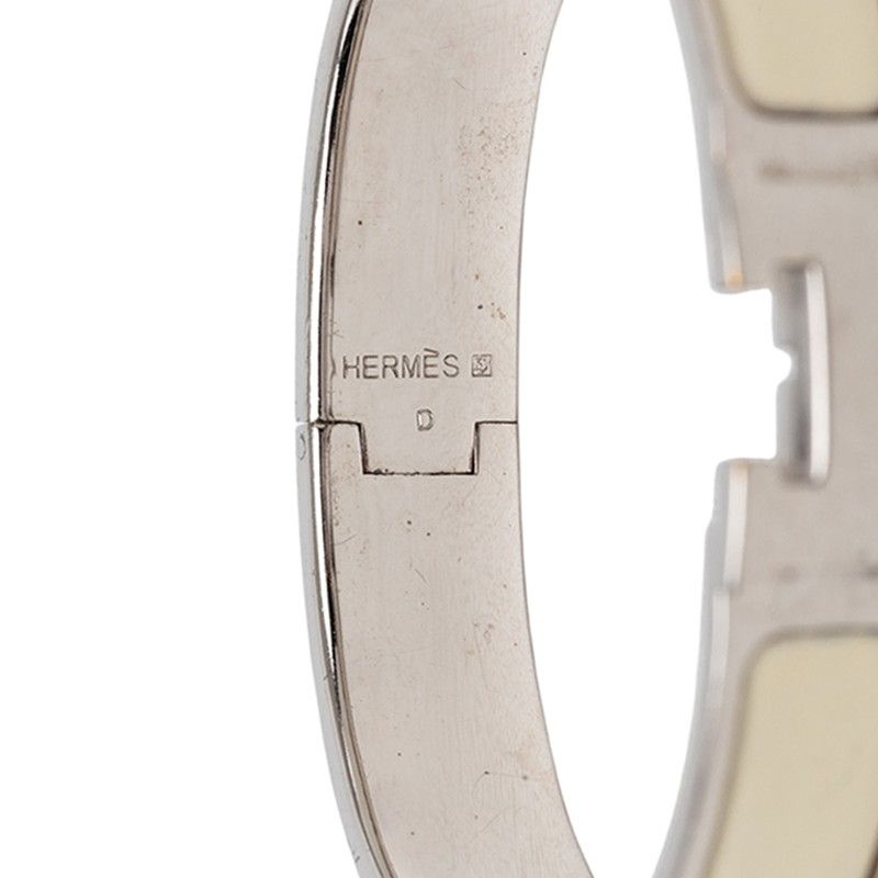 Hermes Clic H PM Bangle Bracelet Ivory Silver Metal Enamel — view 5