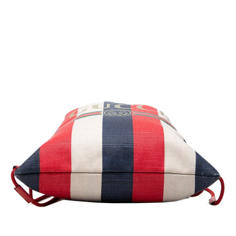 Gucci Sherry Line Logo Backpack Drawstring Red White Tricolor Canvas — view 3