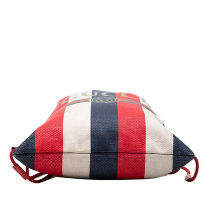 Gucci Sherry Line Logo Backpack Drawstring Red White Tricolor Canvas — view 3