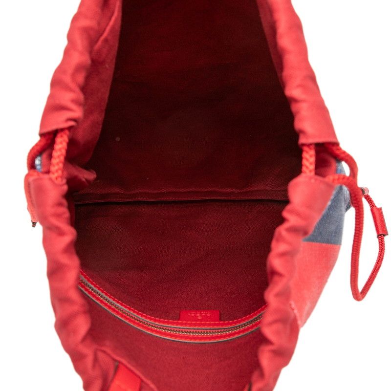 Gucci Sherry Line Logo Backpack Drawstring Red White Tricolor Canvas — view 4
