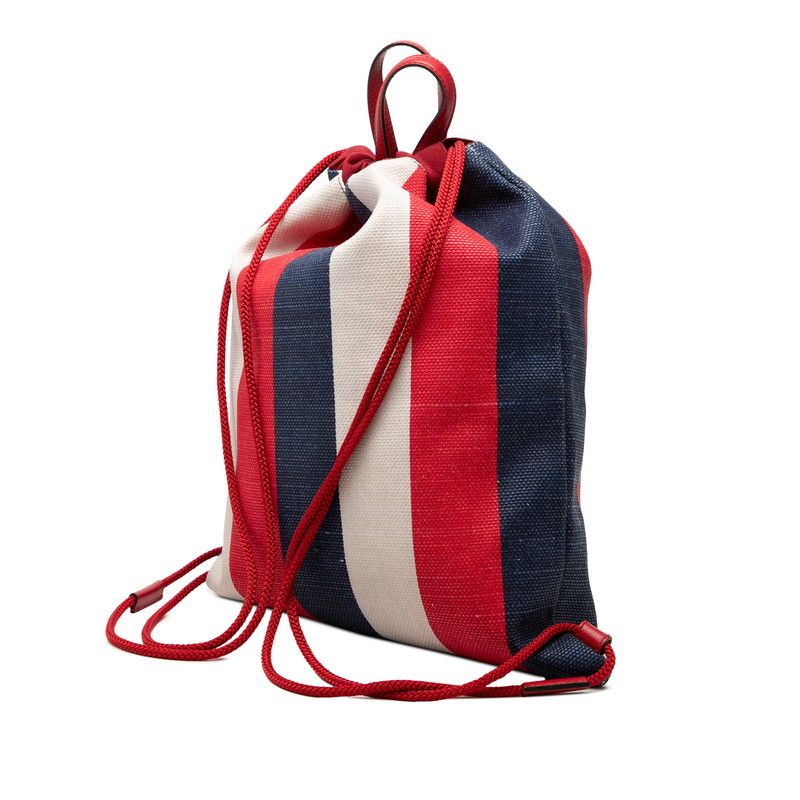 Gucci Sherry Line Logo Backpack Drawstring Red White Tricolor Canvas — view 2