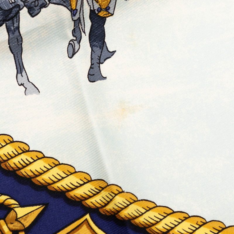Hermes Carre 90 Marine Et Cavalerie Sea And Cavalry Scarf Large Blue Silk — view 6