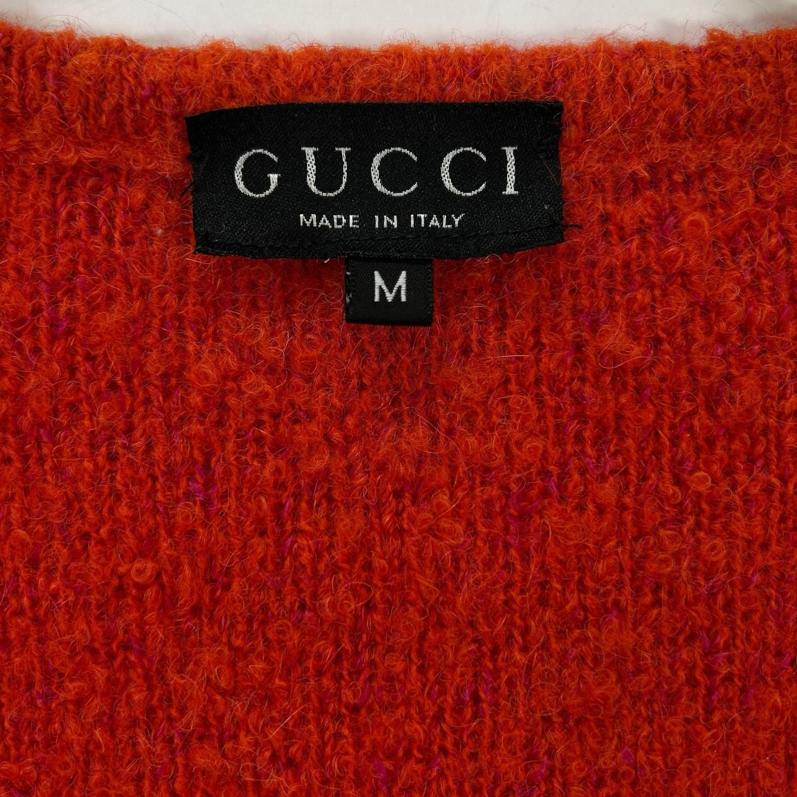 Gucci 257 Vintage Red Alpaca Cowl Mohair Cardigan — view 4