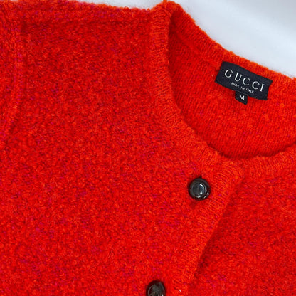 Gucci 257 Vintage Red Alpaca Cowl Mohair Cardigan — view 7