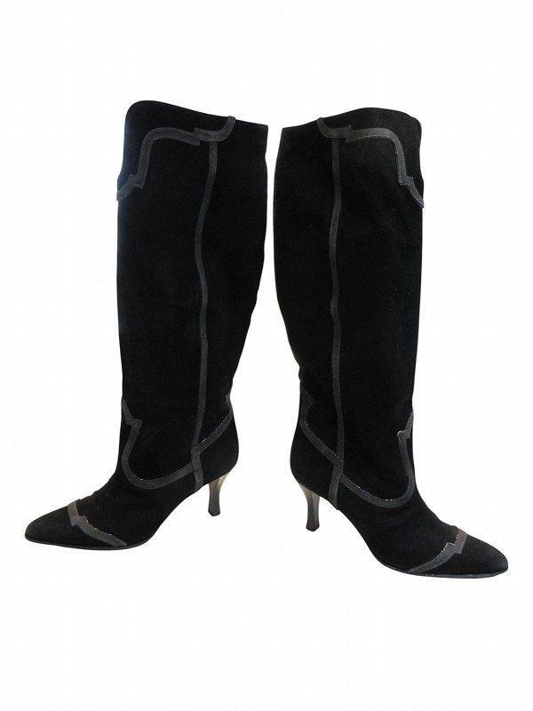 Hermes Long Boots Suede Black — view 7