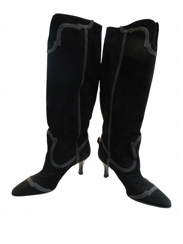 Hermes Long Boots Suede Black — view 6