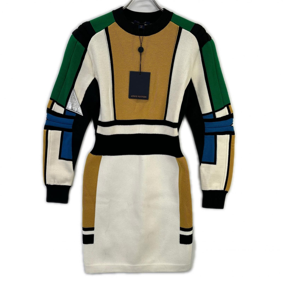 Louis Vuitton Multicolor Wool Silk Patch Cutwork Knit Dress XS