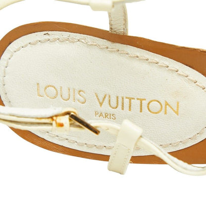 Louis Vuitton Monogram Wedge Sole Sandals White Brown Leather Patent — view 8