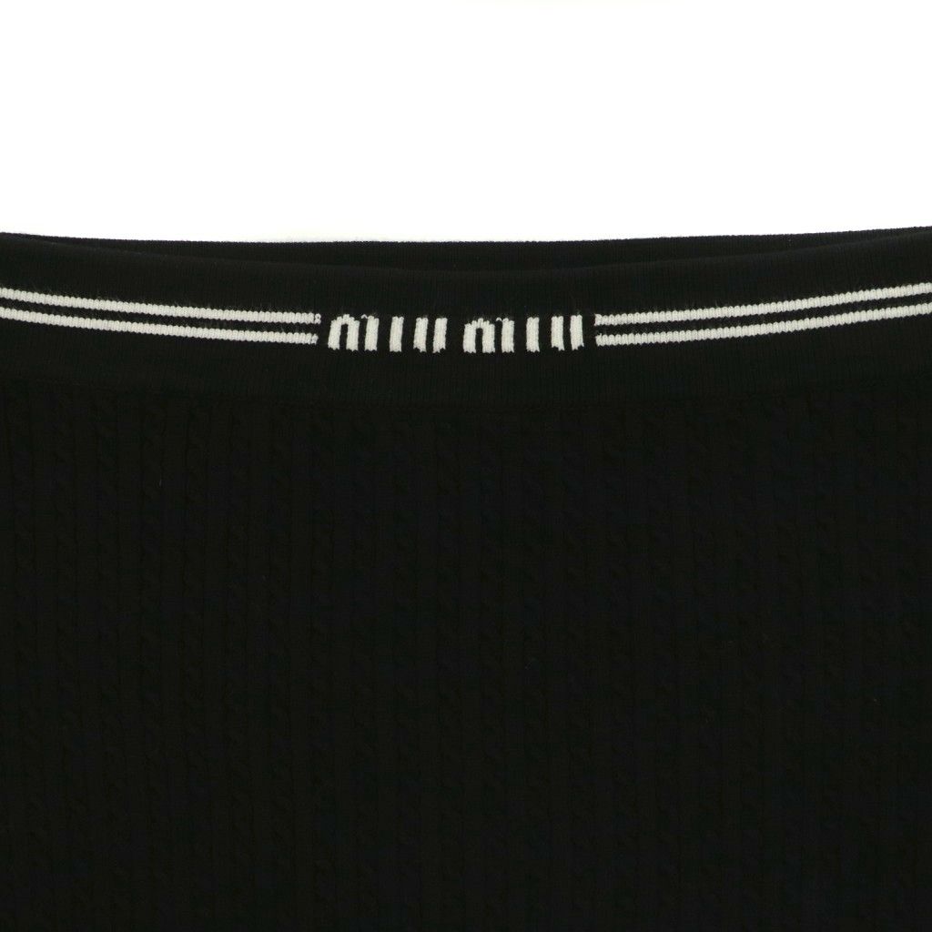 Miu Miu Viscose Skirt Tight Easy Elastic Waist Mimore Long Logo 38 Black BB — view 4