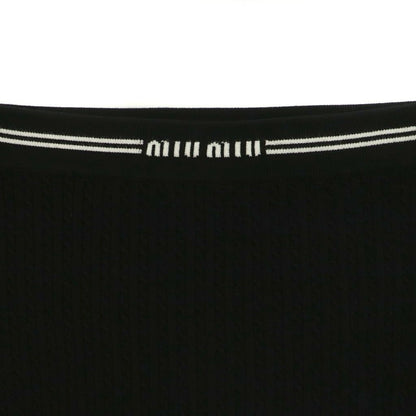 Miu Miu Viscose Skirt Tight Easy Elastic Waist Mimore Long Logo 38 Black BB — view 4
