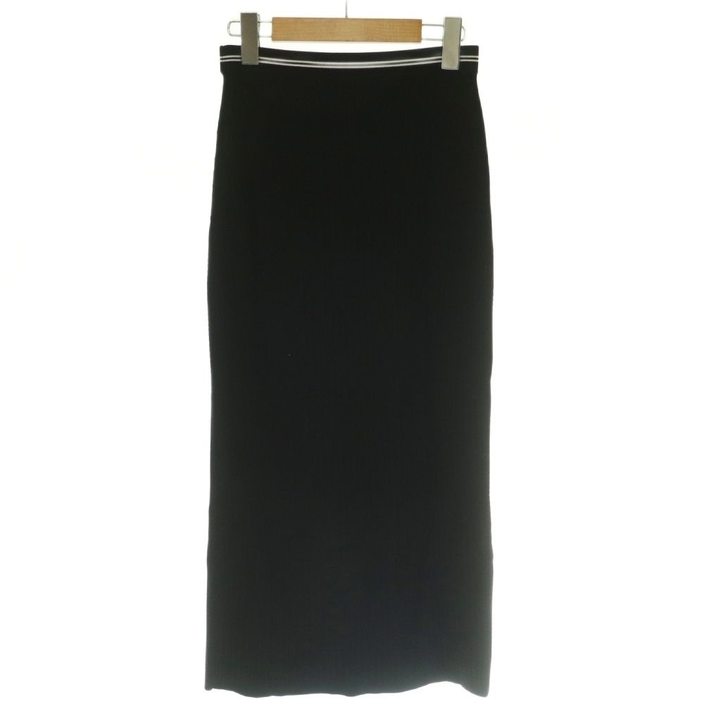 Miu Miu Viscose Skirt Tight Easy Elastic Waist Mimore Long Logo 38 Black BB — view 2