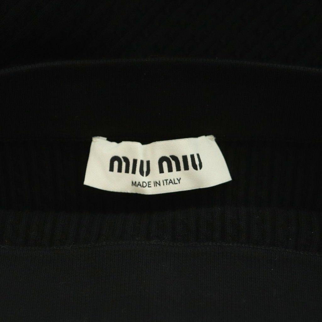 Miu Miu Viscose Skirt Tight Easy Elastic Waist Mimore Long Logo 38 Black BB — view 3
