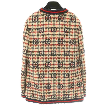 Gucci Zadeh Color Jacket Tweed Interlocking GG Logo Embroidery Open Front — view 2