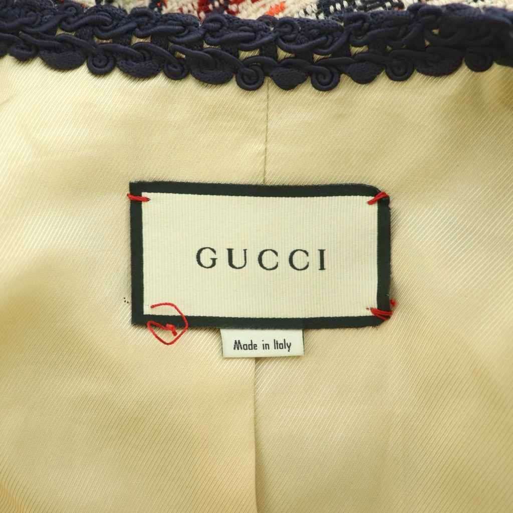 Gucci Zadeh Color Jacket Tweed Interlocking GG Logo Embroidery Open Front — view 3