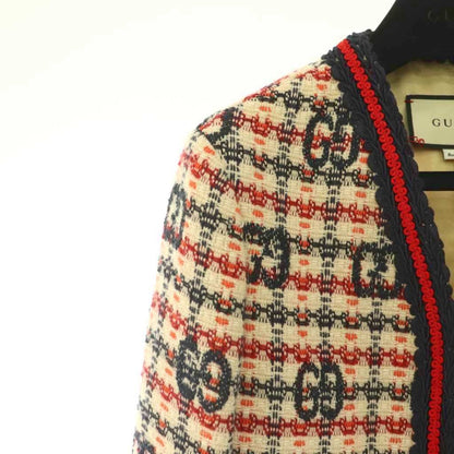 Gucci Zadeh Color Jacket Tweed Interlocking GG Logo Embroidery Open Front — view 6