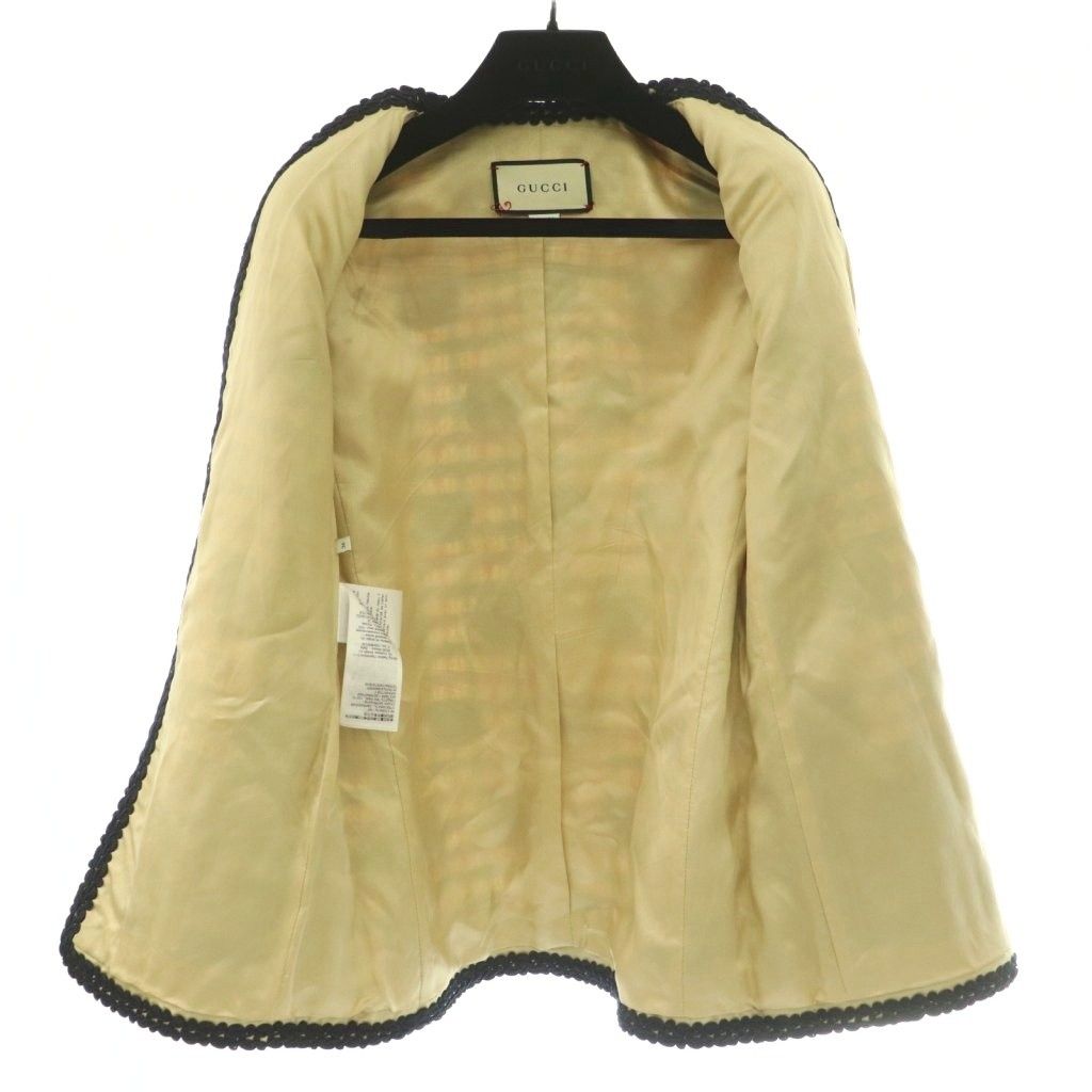 Gucci Zadeh Color Jacket Tweed Interlocking GG Logo Embroidery Open Front — view 4