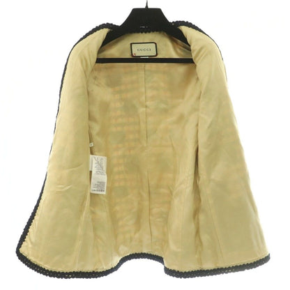 Gucci Zadeh Color Jacket Tweed Interlocking GG Logo Embroidery Open Front — view 4