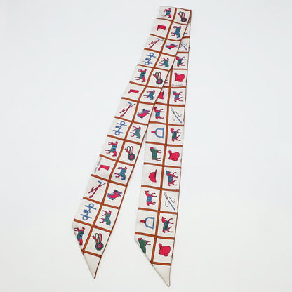 Hermes Tenues Twilly Scarf Couvertures Et de Jour Cream — view 2