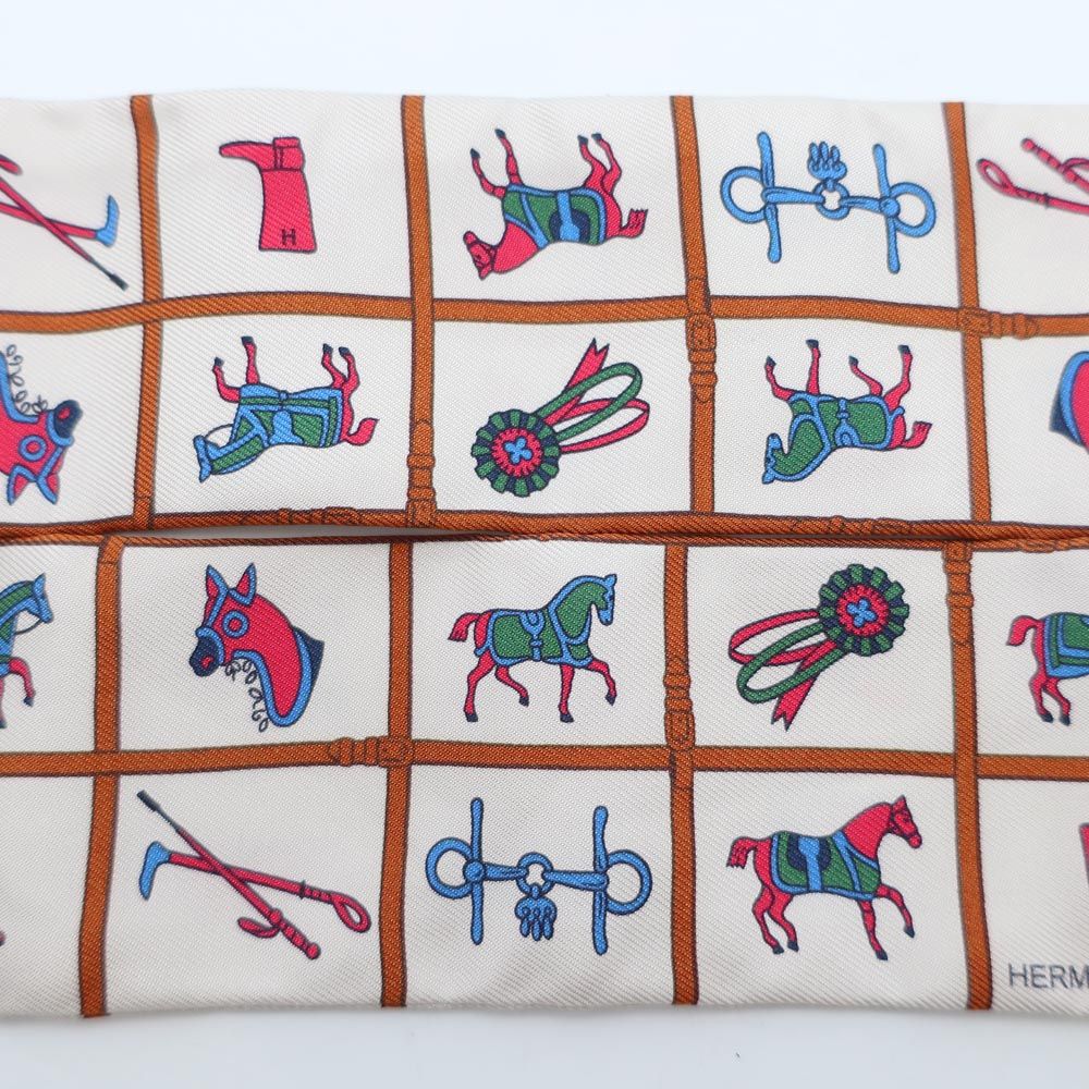 Hermes Tenues Twilly Scarf Couvertures Et de Jour Cream — view 6
