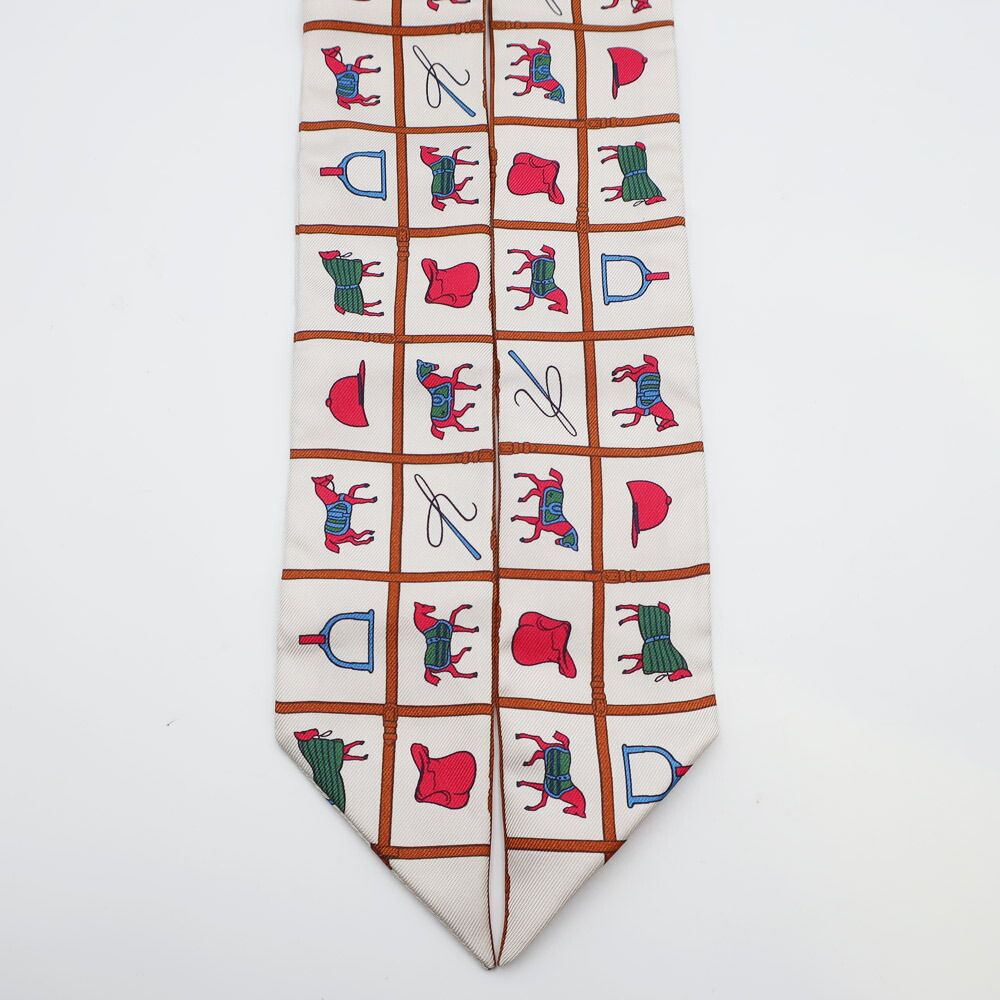 Hermes Tenues Twilly Scarf Couvertures Et de Jour Cream — view 4