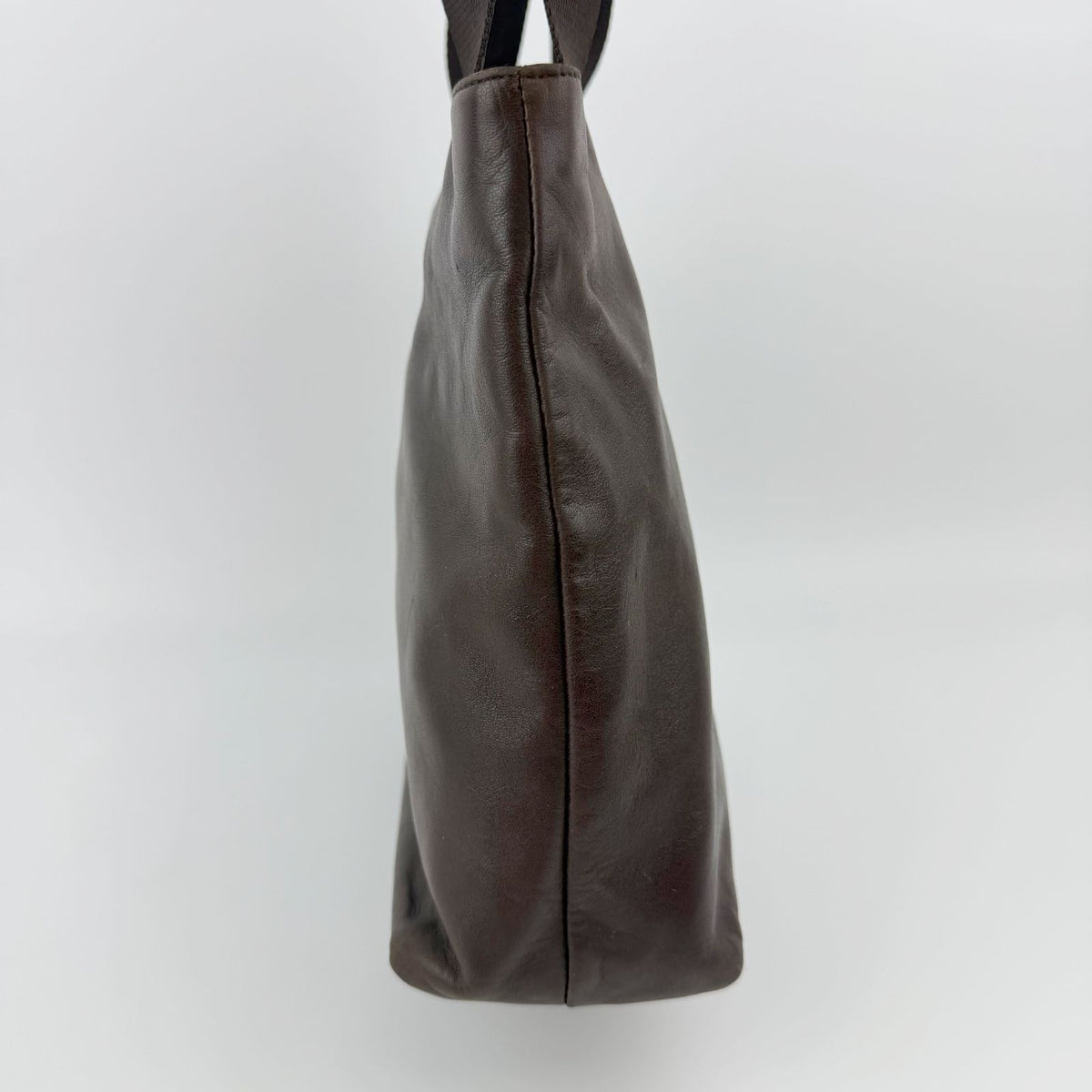 Prada Triangle Logo Tote Bag Leather Brown Vintage — view 5