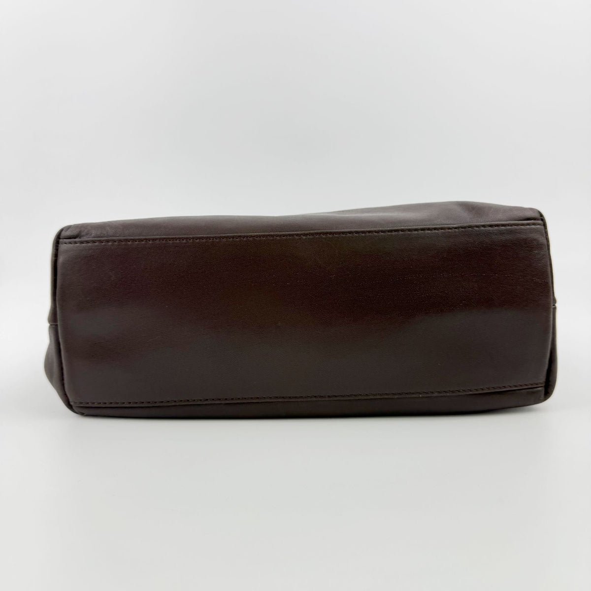 Prada Triangle Logo Tote Bag Leather Brown Vintage — view 8