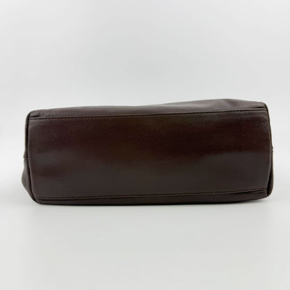 Prada Triangle Logo Tote Bag Leather Brown Vintage — view 8