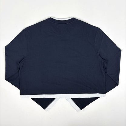 Prada Triangle Logo Long Sleeve T-Shirt Layered Top Cotton Navy White — view 2