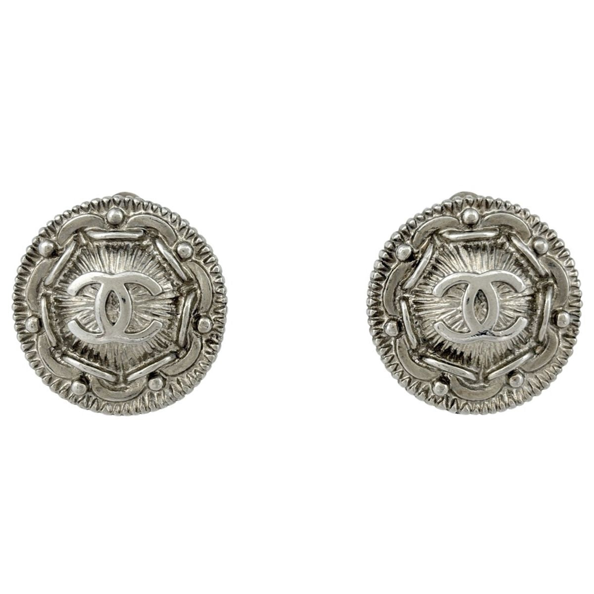 Chanel CC Logo Round Earrings CC Mark