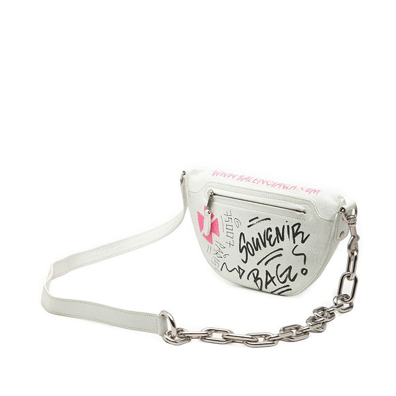 Balenciaga Graffiti S-veneer Crossbody Chain Shoulder Bag White Black Pink — view 2