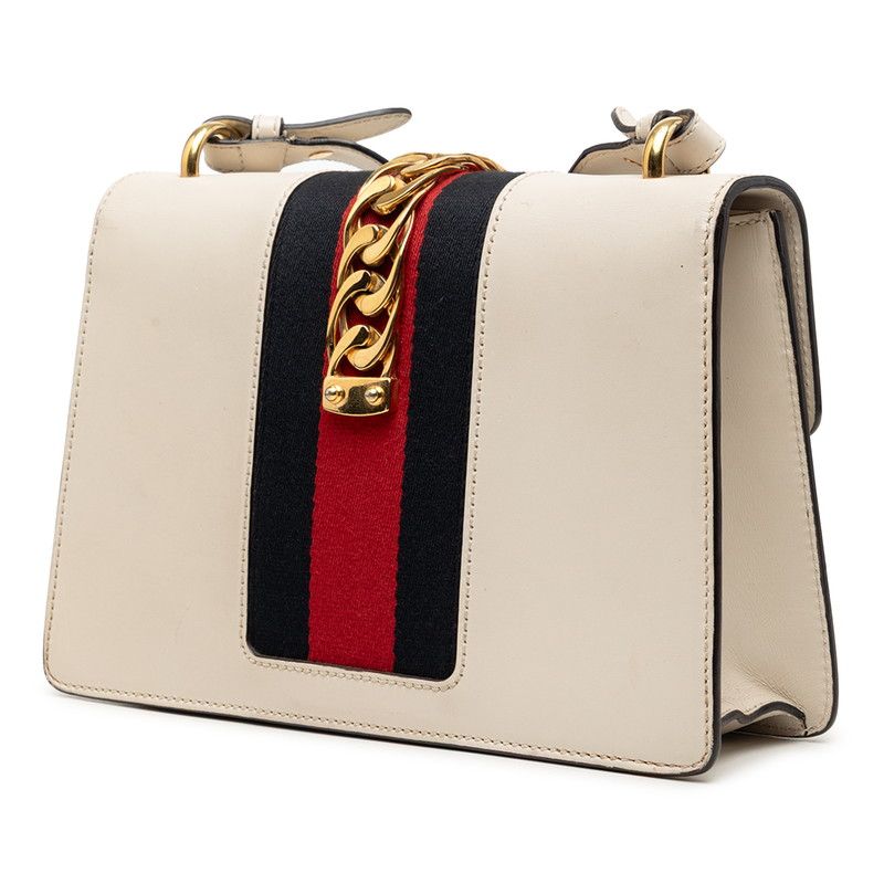 Gucci Sherry Line Sylvie Shoulder Bag White Multicolor Leather — view 2