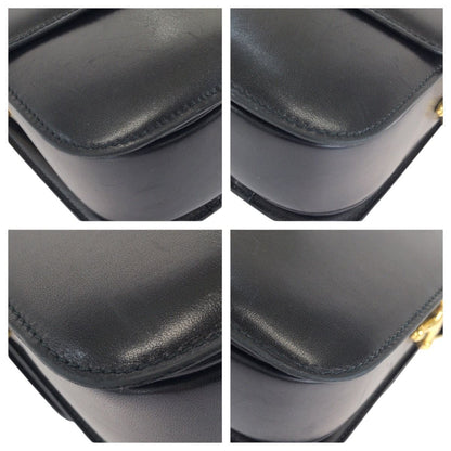 Celine Vintage Horse Carriage Black Gold Leather Shoulder Bag — view 3