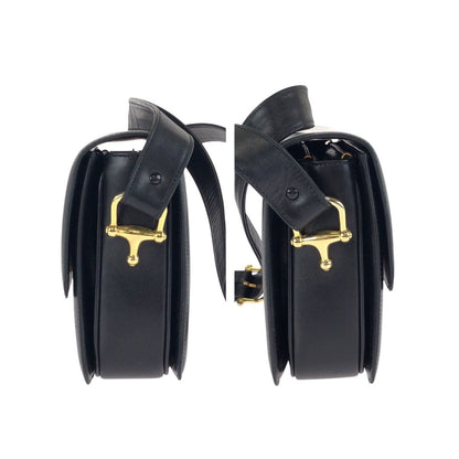 Celine Vintage Horse Carriage Black Gold Leather Shoulder Bag — view 8