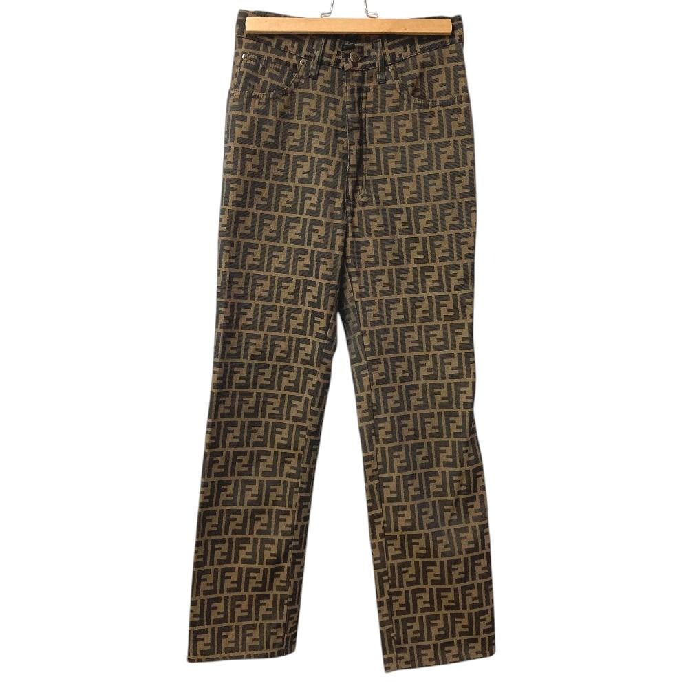 Fendi Pants Zucca Logo Polyester Brown