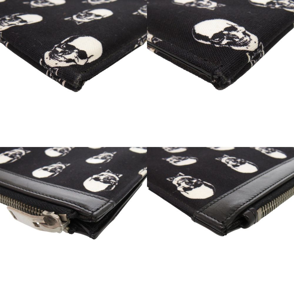 Saint Laurent Paris Skull Canvas Leather Black Clutch Bag — view 4